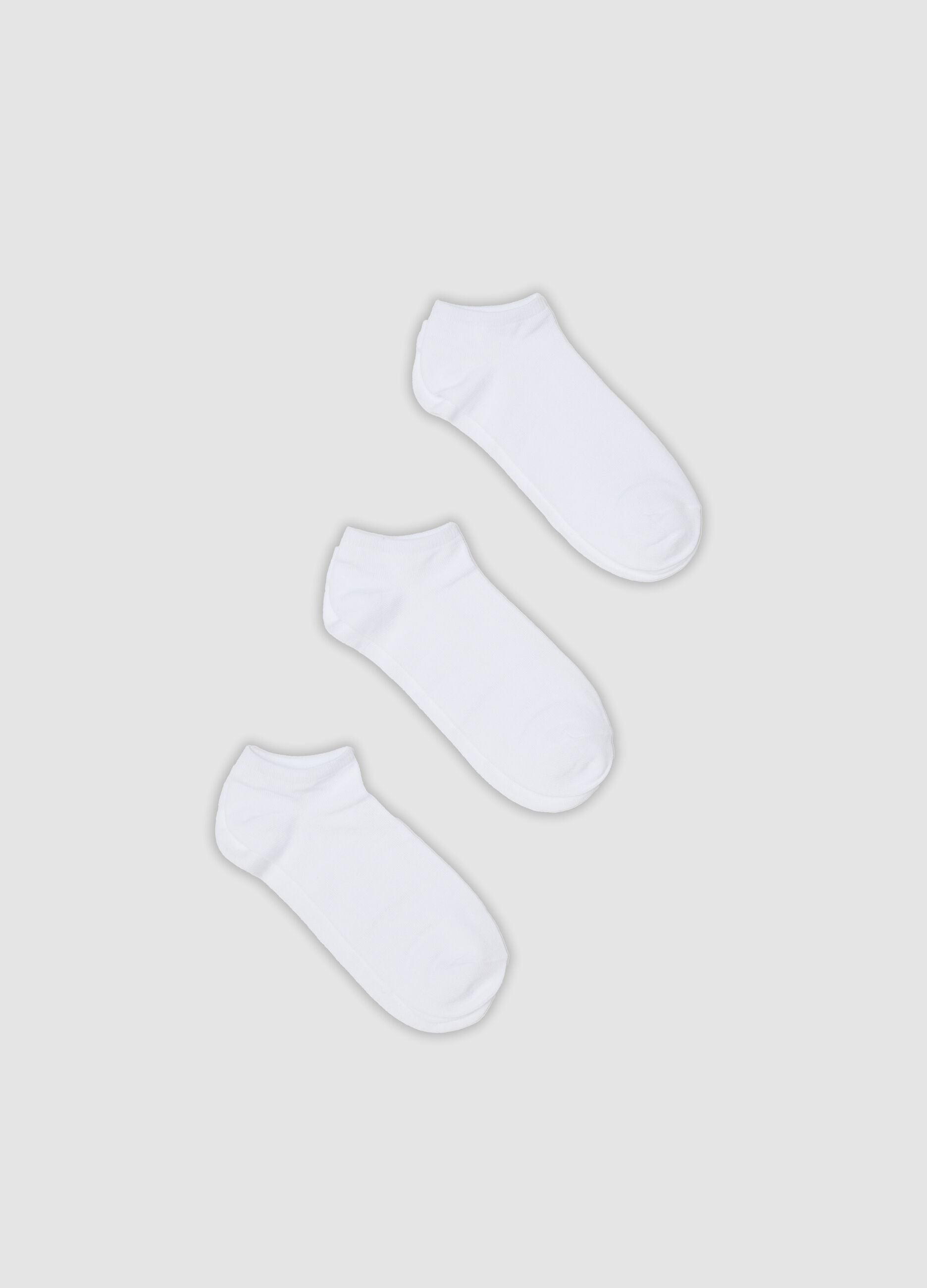 Tripack di calze sportive bianche alla caviglia in cotone organico elasticizzato