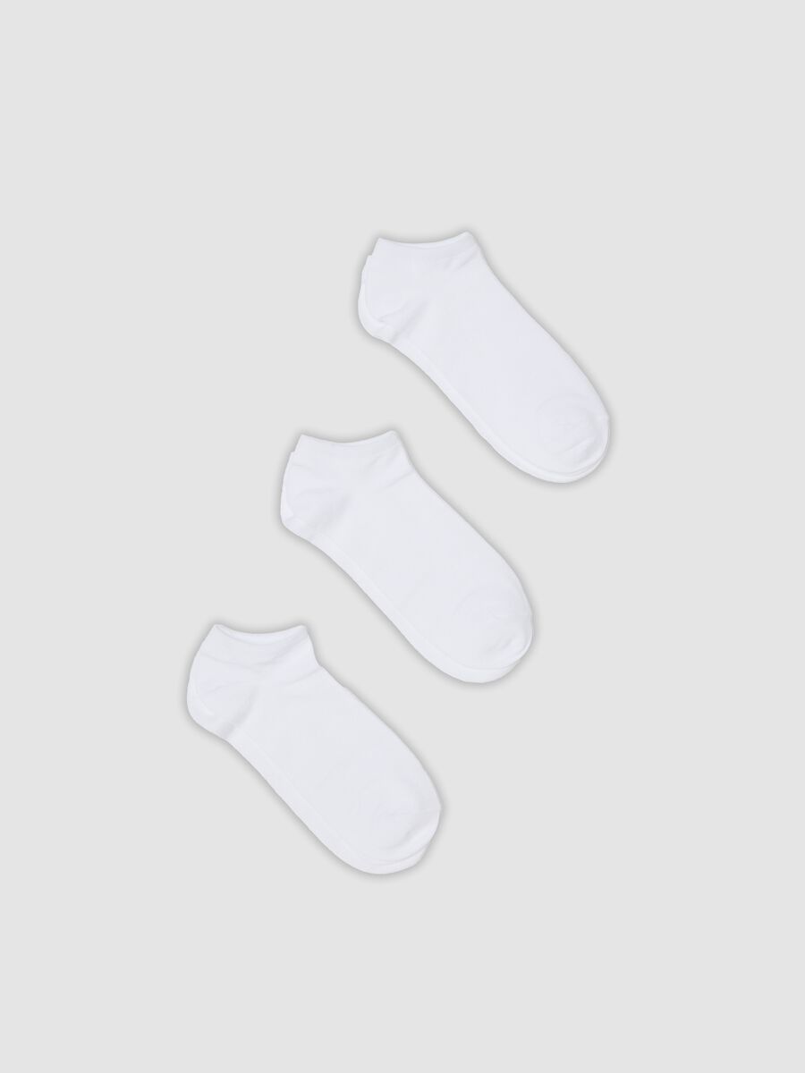Tripack di calze sportive bianche alla caviglia in cotone organico elasticizzato_0
