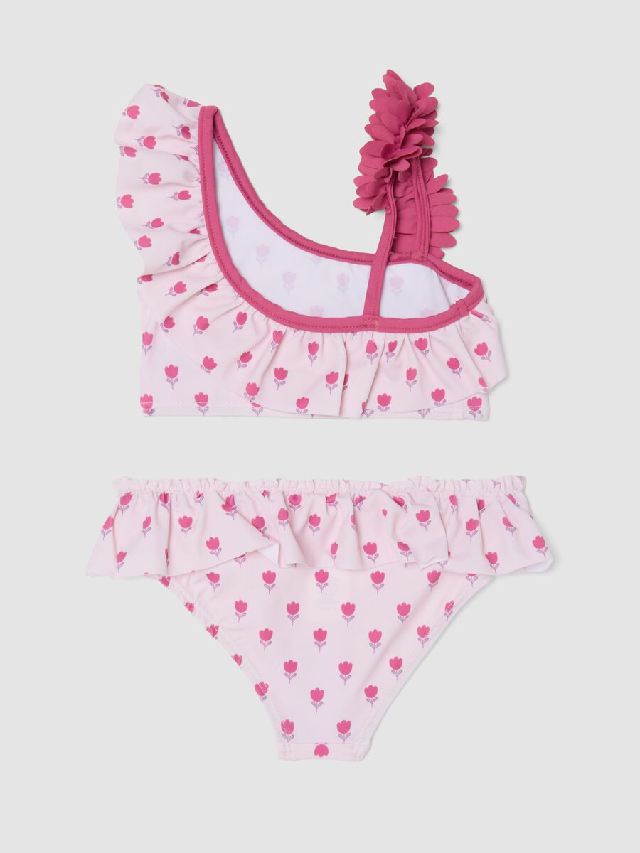 Pink ruffle bikini in stretchy fabric_1