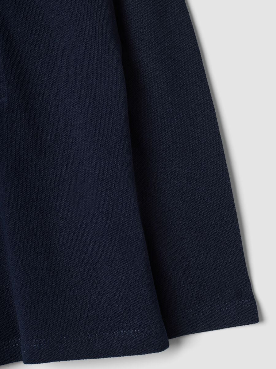 Blue long-sleeved organic cotton polo shirt_3