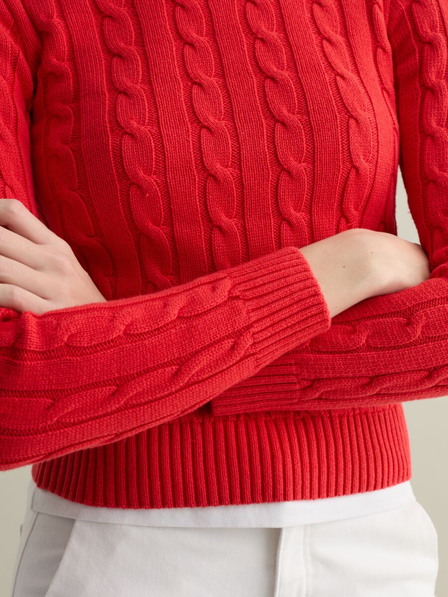 Ribbed pullover with cable-knit design_3