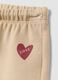 Pantaloni beige in puro cotone con vita elastica e stampa per bimba_2