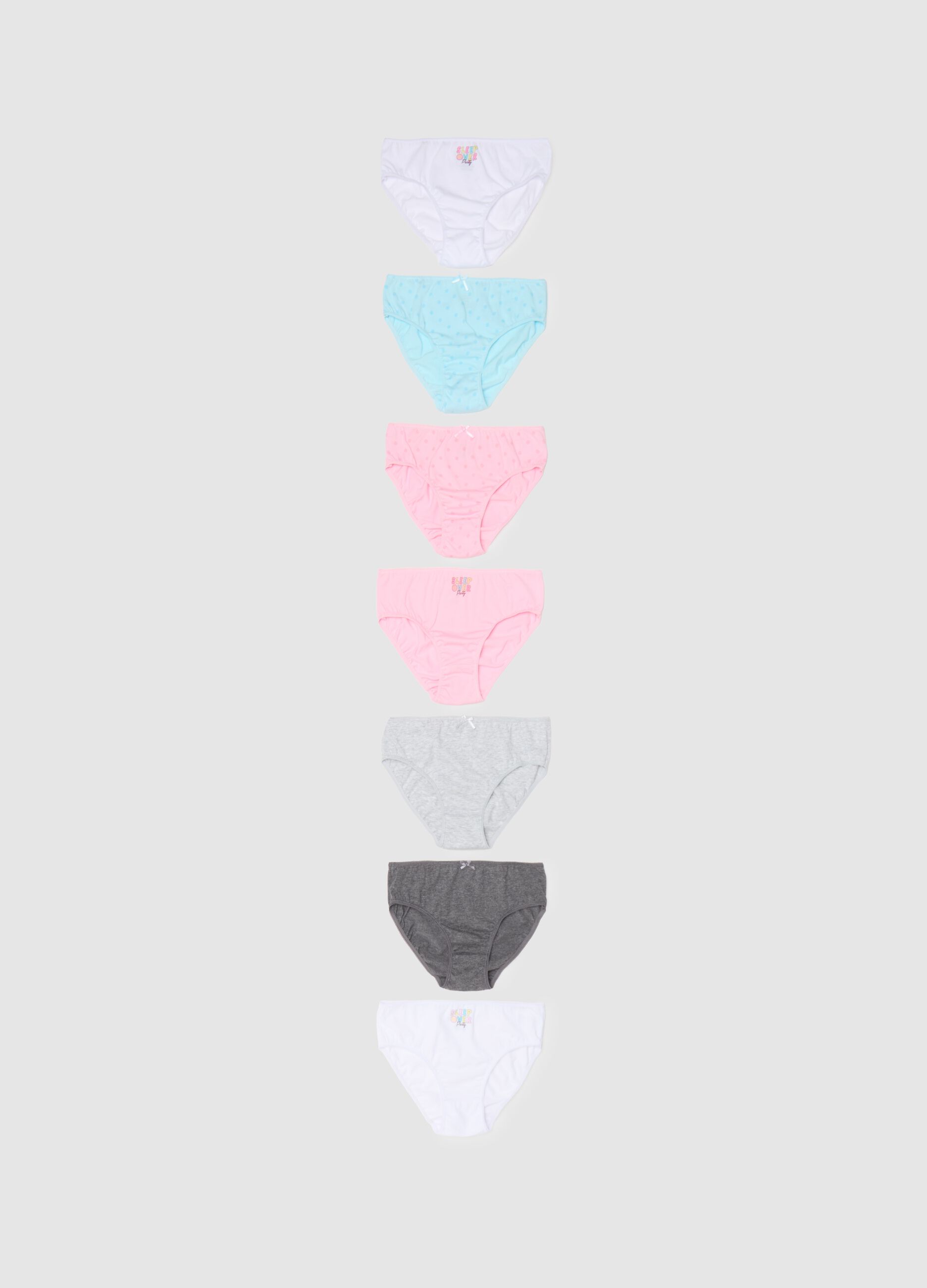 Multipack sette slip in cotone con fiocchetto