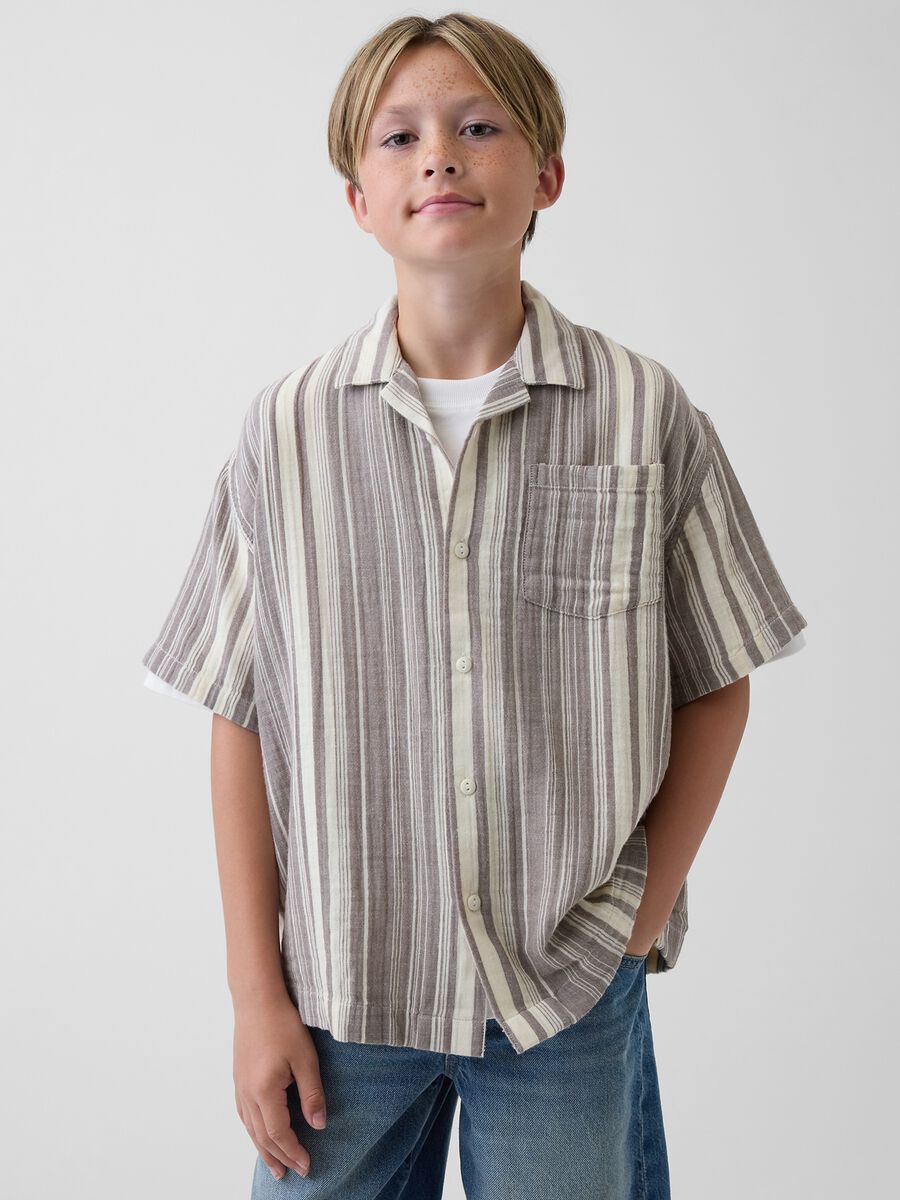 Camicia a righe in puro cotone_0