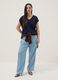 Short-sleeve pure cotton blue V-neck regular fit T-shirt_1