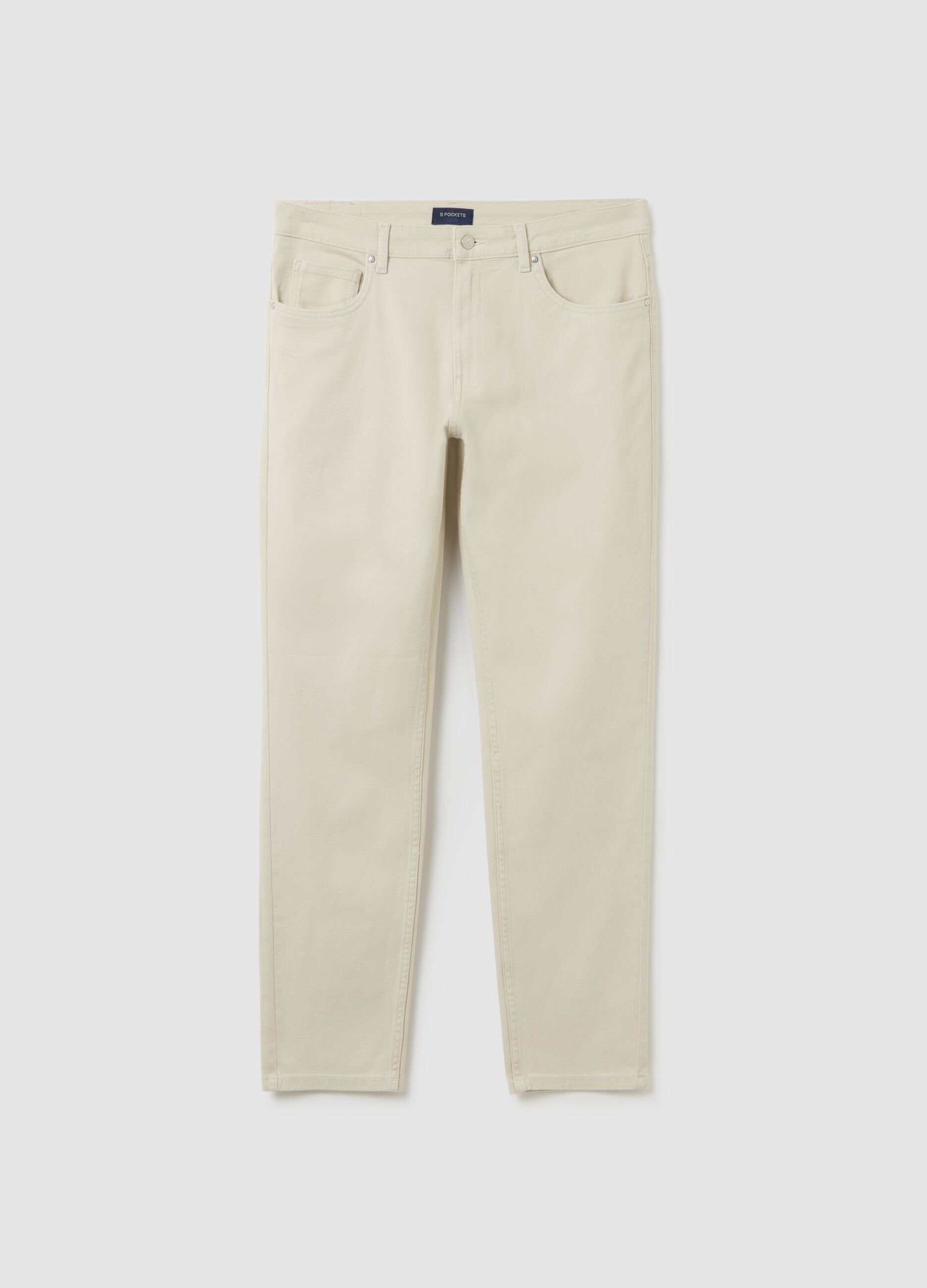 Pantaloni in cotone elasticizzato beige slim fit
