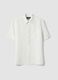 White pure linen short-sleeve shirt, regular fit with chest pocket_4
