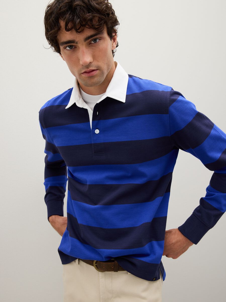Blue pure cotton polo shirt regular fit_0