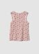 Pink ribbed stretch-cotton tank top with floral print_1