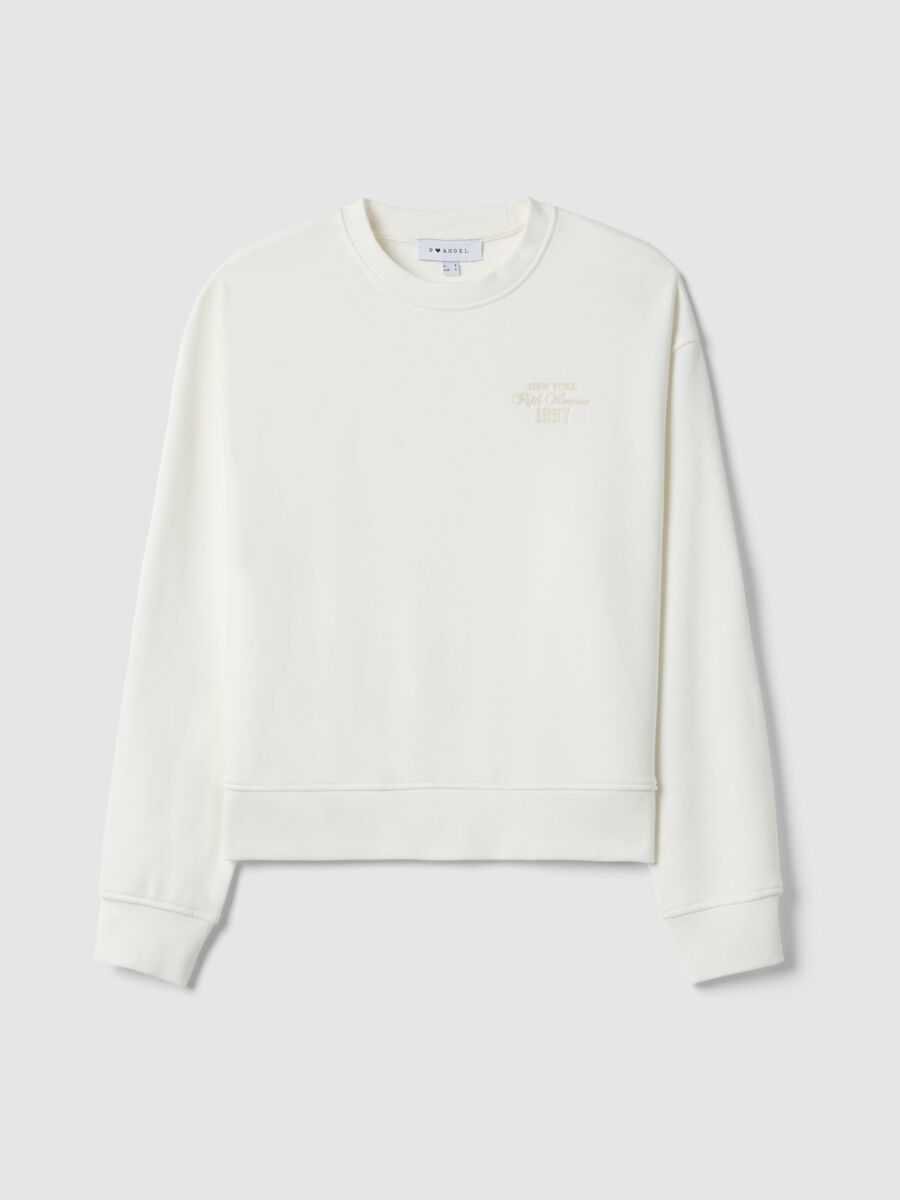 White crewneck sweatshirt in cotton blend regular fit with writing_4