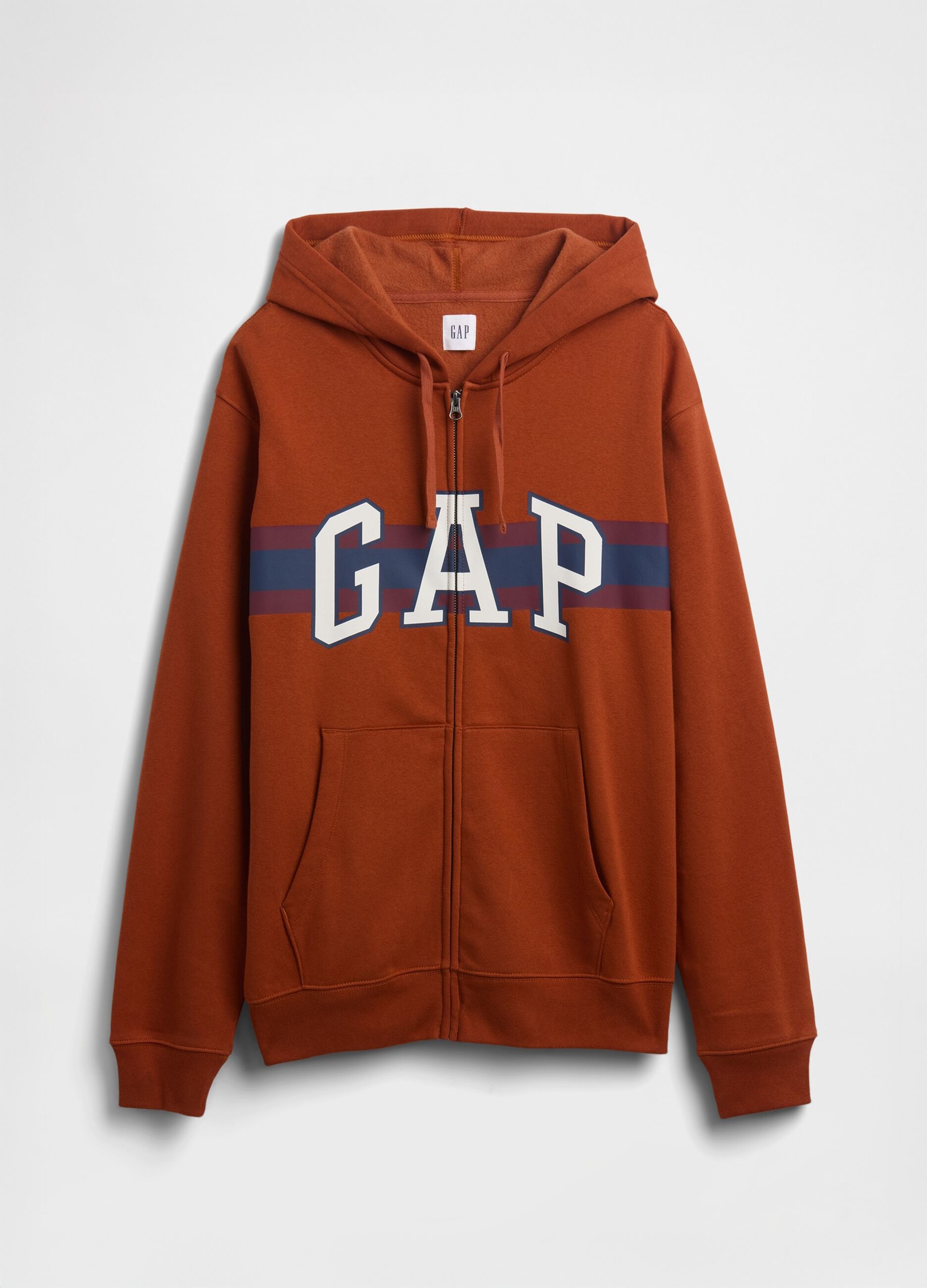 Felpa arancione con cappuccio e zip