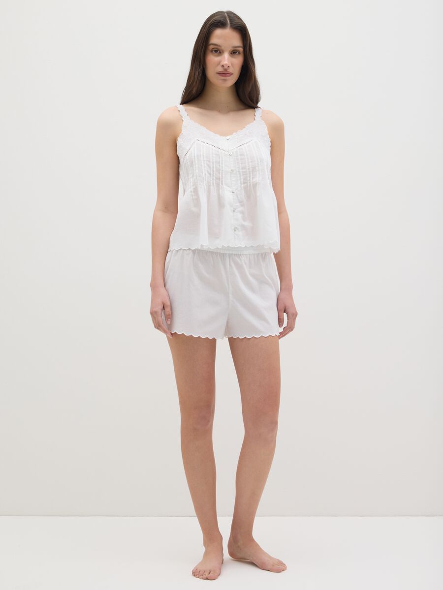 Women's white pure cotton regular fit pyjama set_0