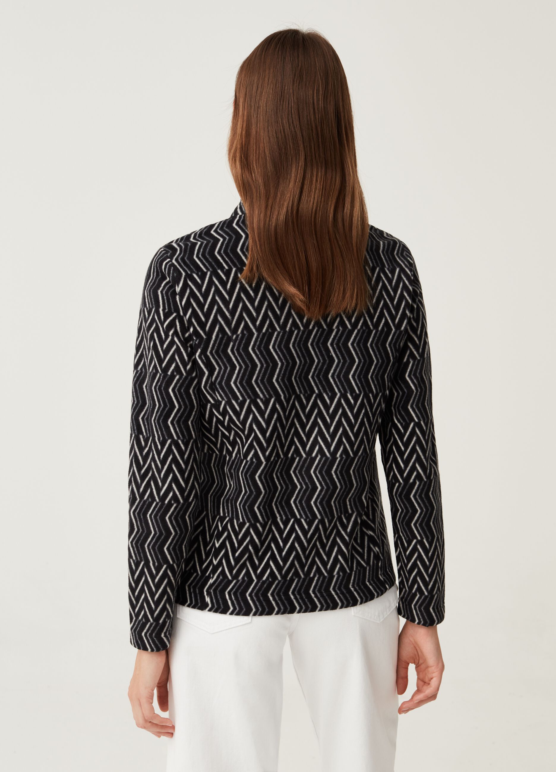Full-zip in pile stampa a zigzag_2