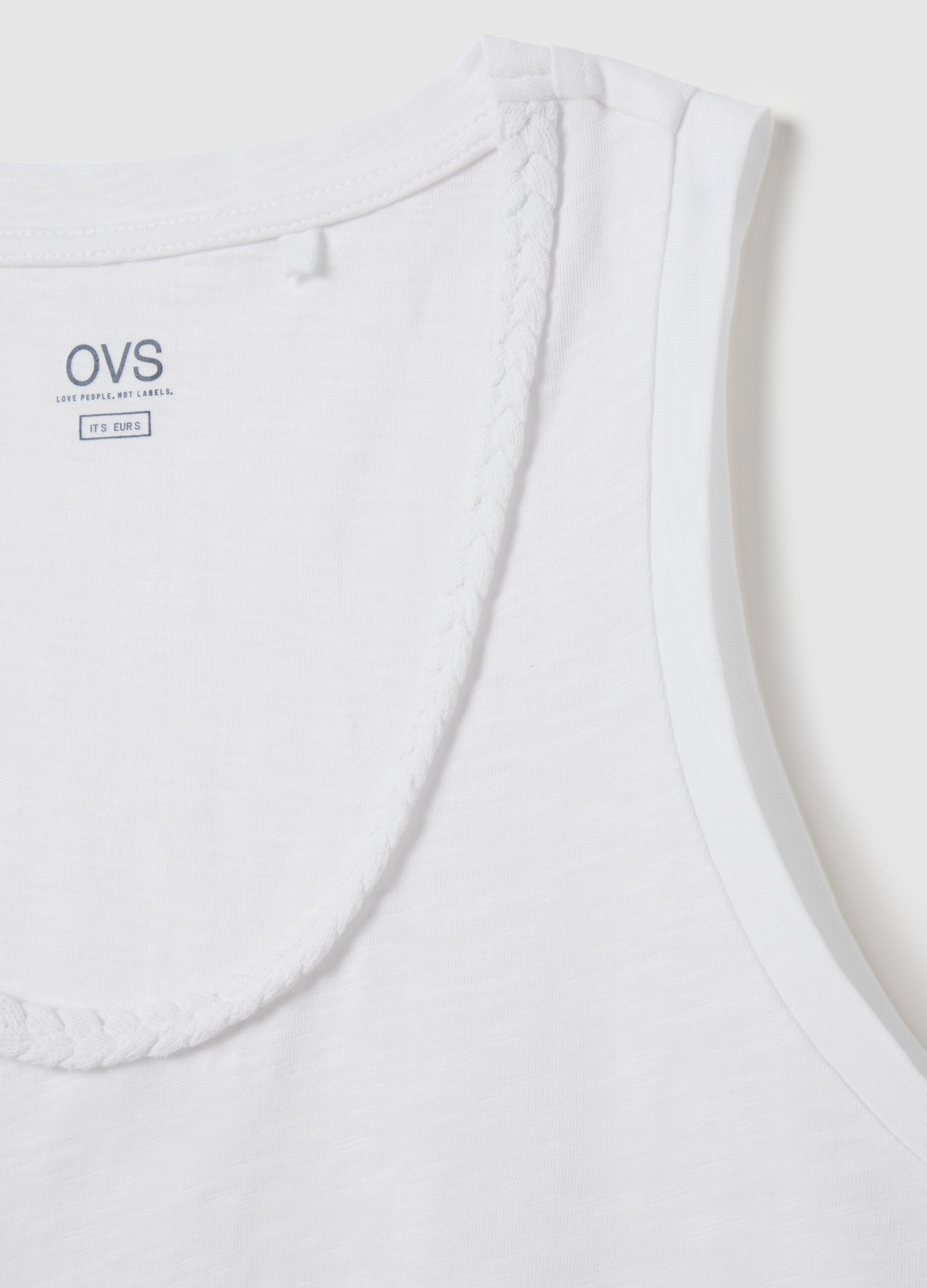 Women's white pure cotton tank top regular fit