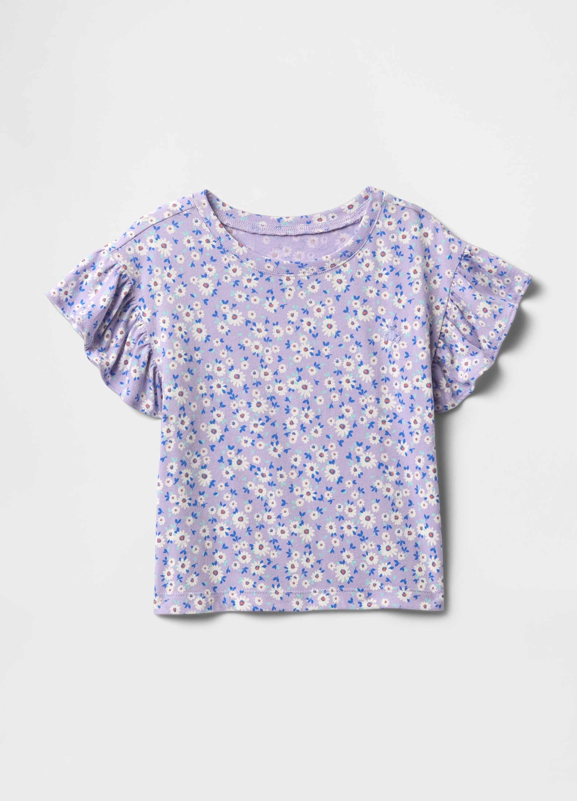 Lilac floral top with flutter sleeves