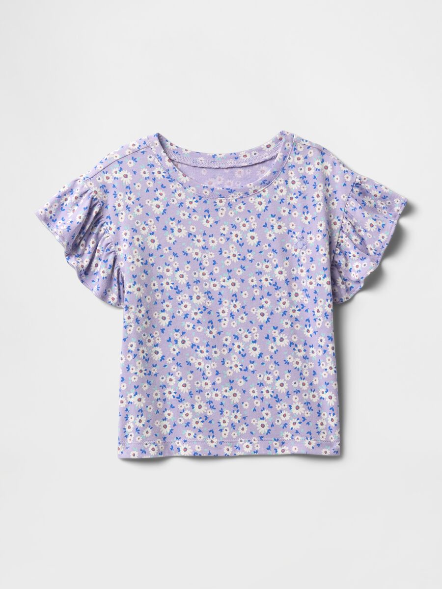 Lilac floral top with flutter sleeves_0
