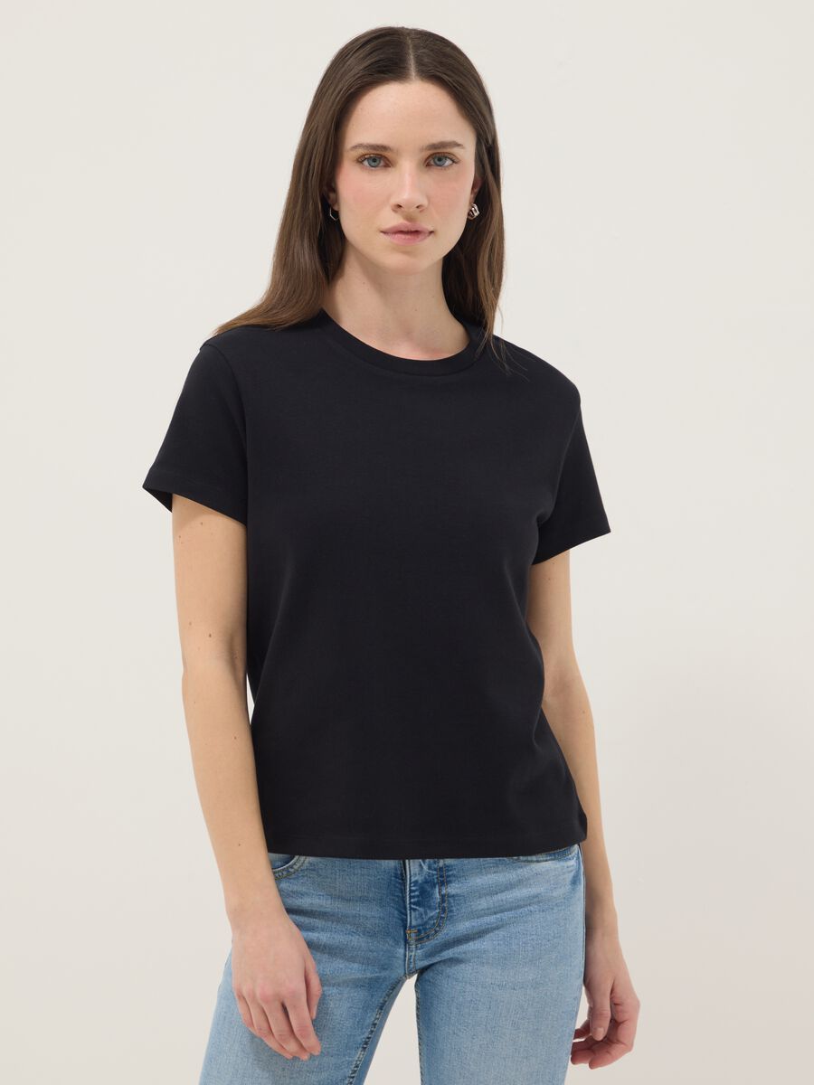 T-shirt in puro cotone nero regular fit_1