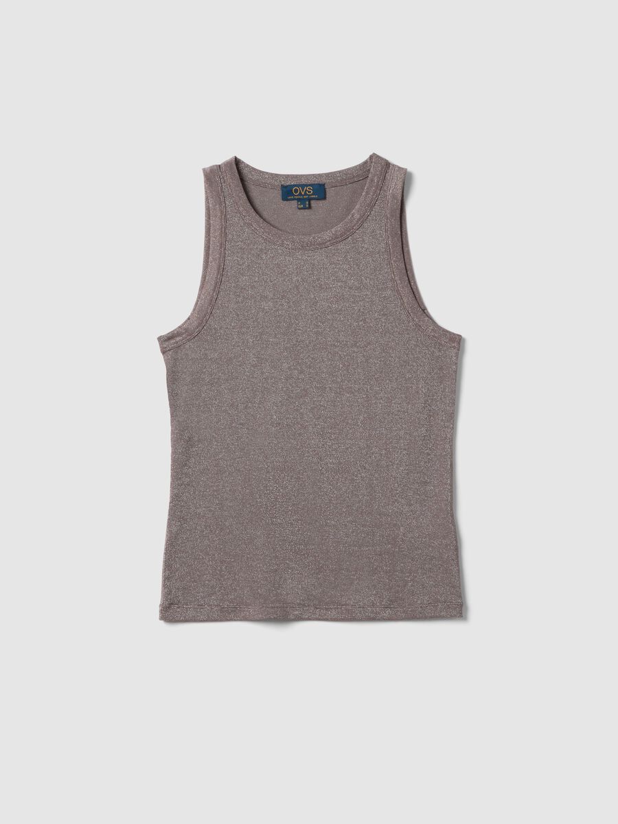 Grey sparkly regular fit top with thin straps_4