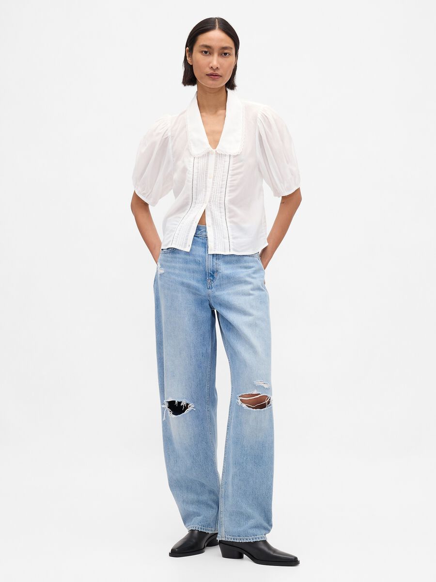 White blouse with short puff sleeves_1