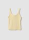 Yellow ribbed stretch cotton tank top_4