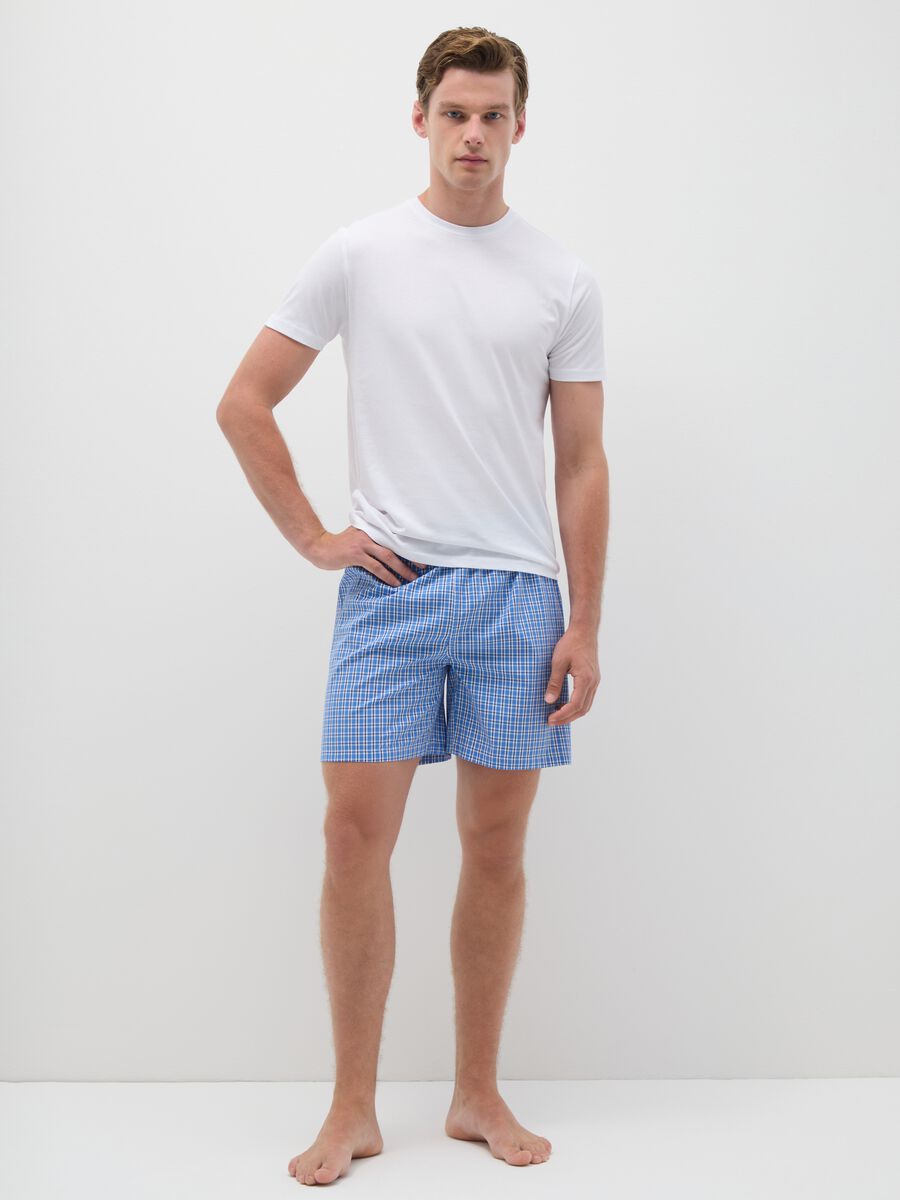 Men's multicolour pure cotton checkered regular fit shorts_0
