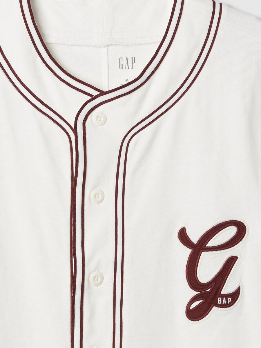 T-shirt da baseball in cotone con ricamo logo_4
