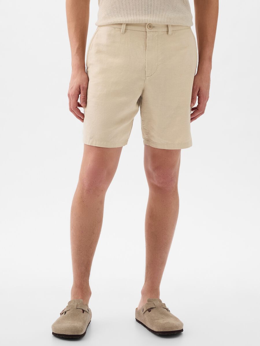 Relaxed-fit Bermuda shorts in cotton and linen_3