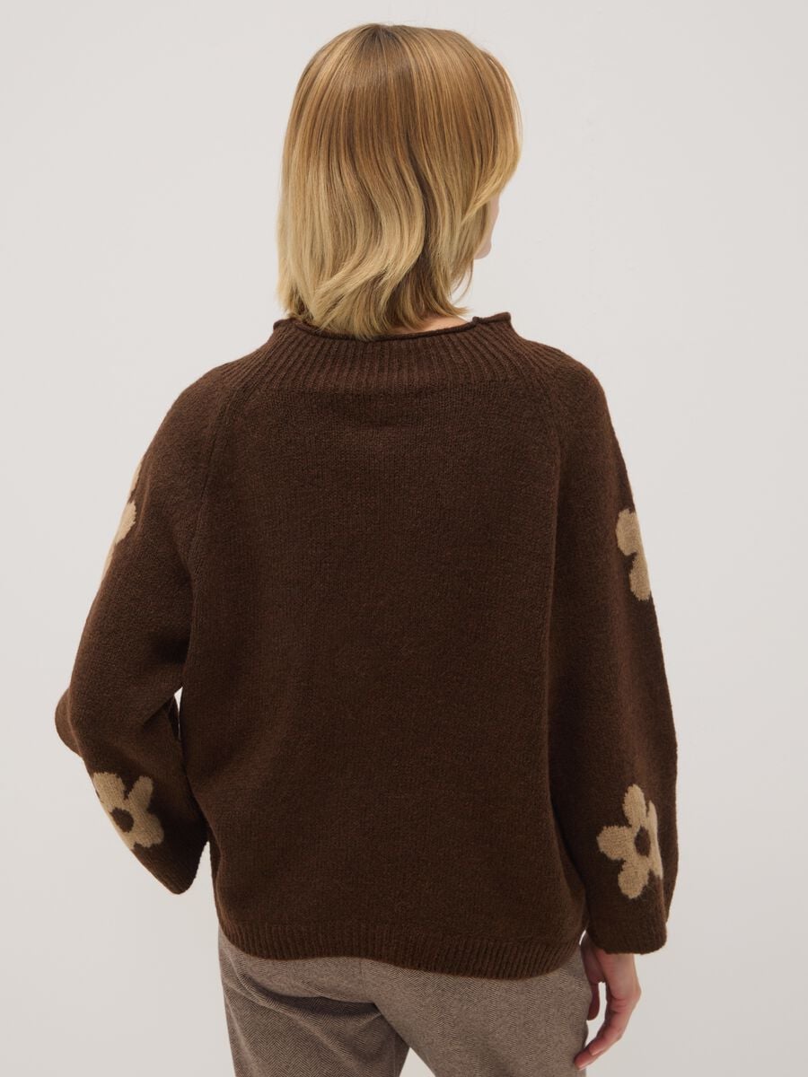 Brown and orange wool-blend floral jumper_3