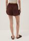 Brown viscose-linen blend shorts with elasticated waist, regular fit_2