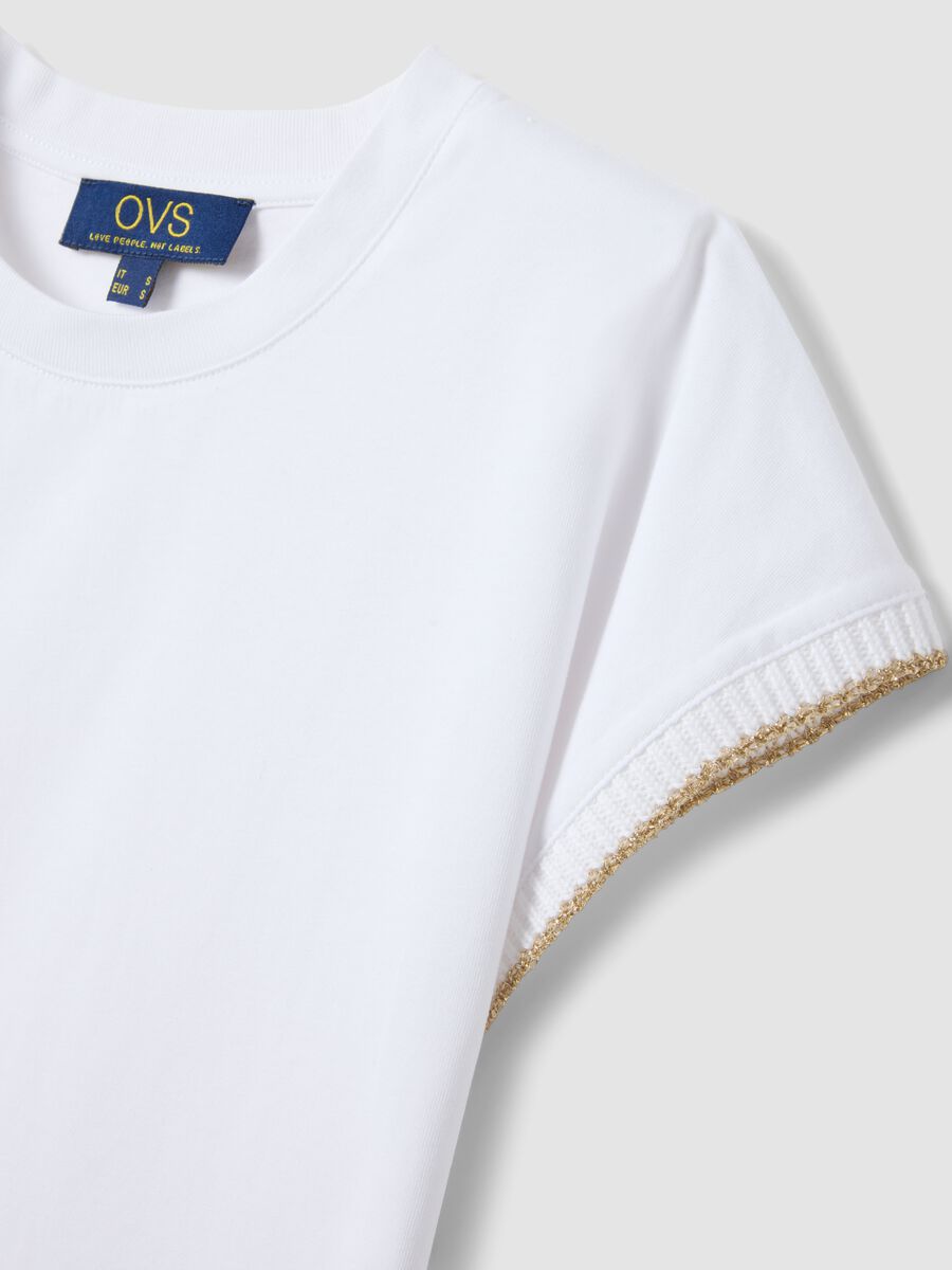 White sleeveless pure cotton T-shirt, regular fit_5