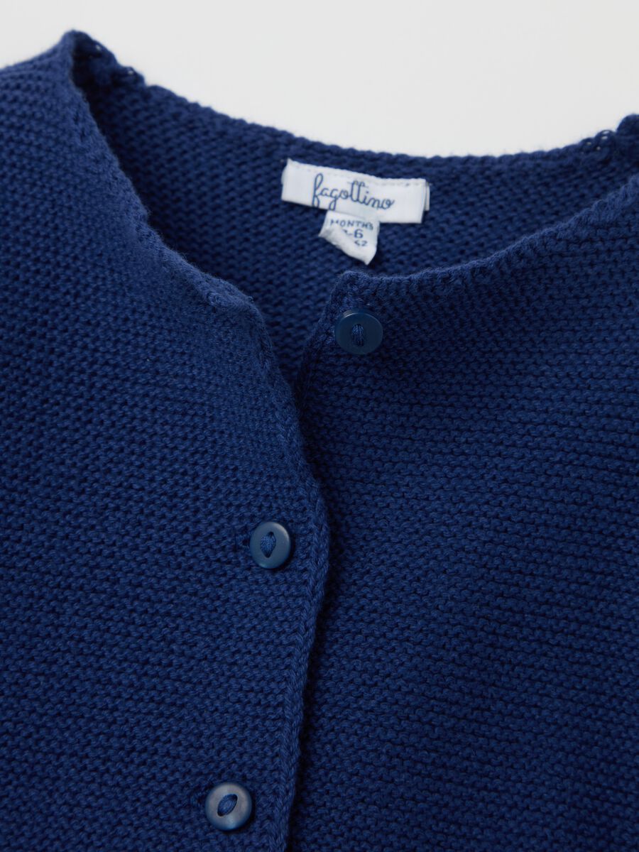 Cardigan in cotone con profili ondulati_3