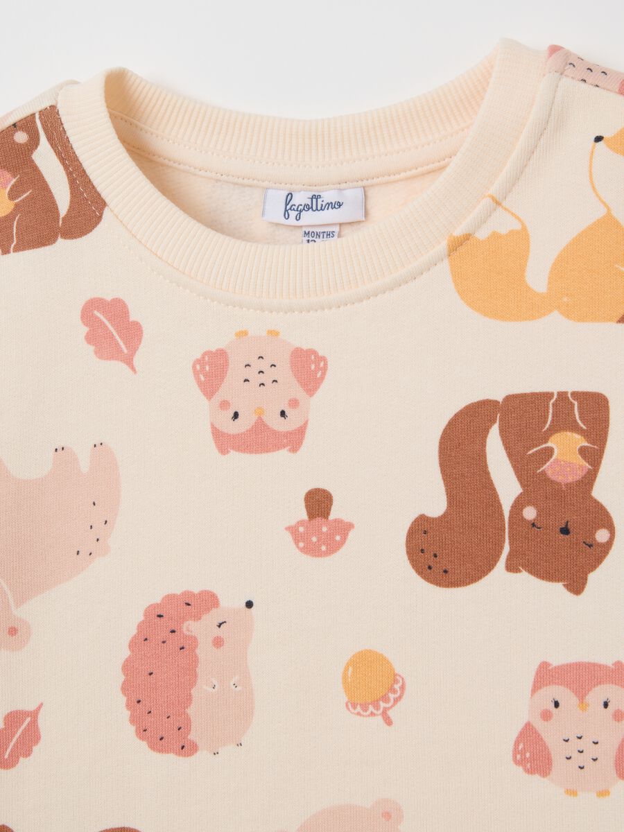 Girls' beige cotton sweatshirt regular fit_2