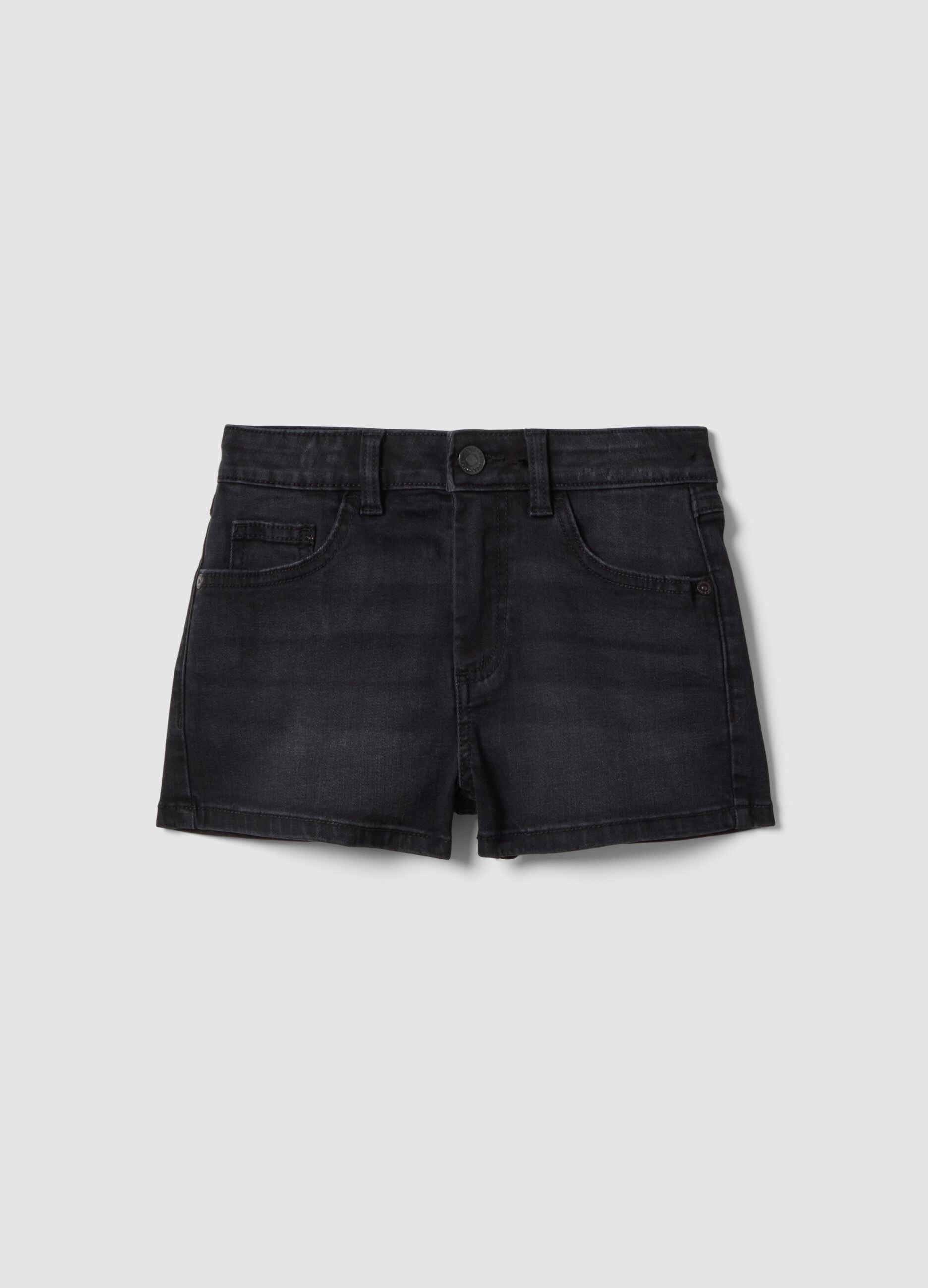 Shorts denim neri in misto cotone elasticizzato da ragazza slim fit
