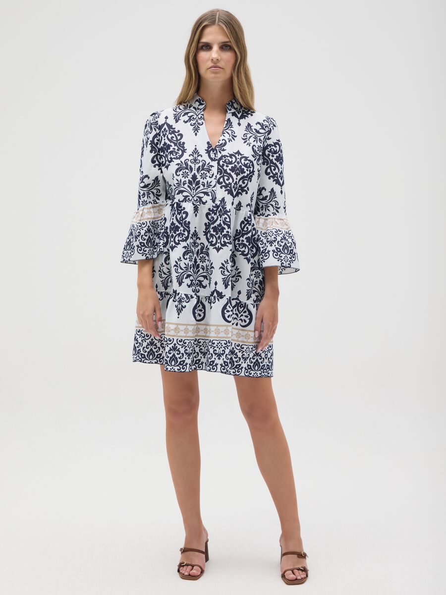 Women's short multicolour cotton dress regular fit_0
