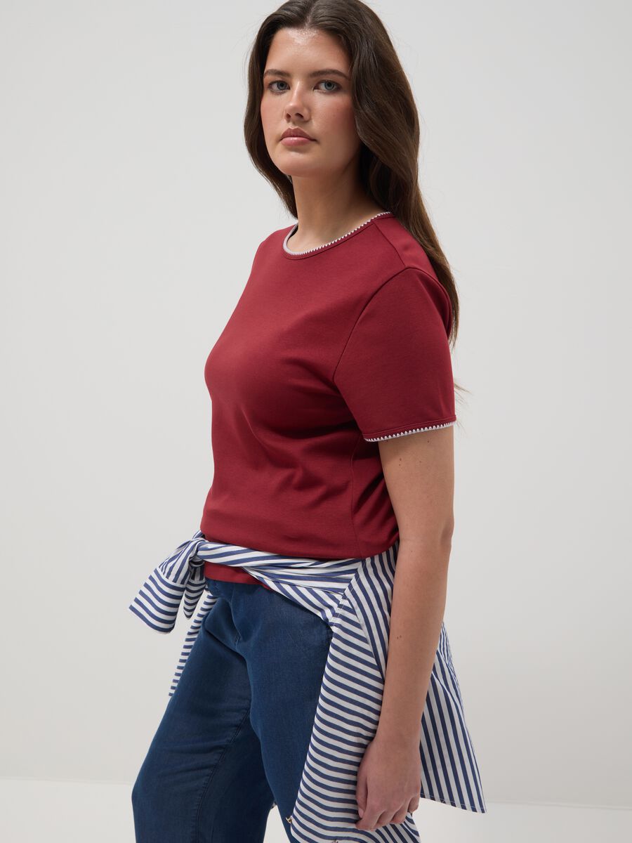 Red pure cotton short sleeve T-shirt regular fit_0