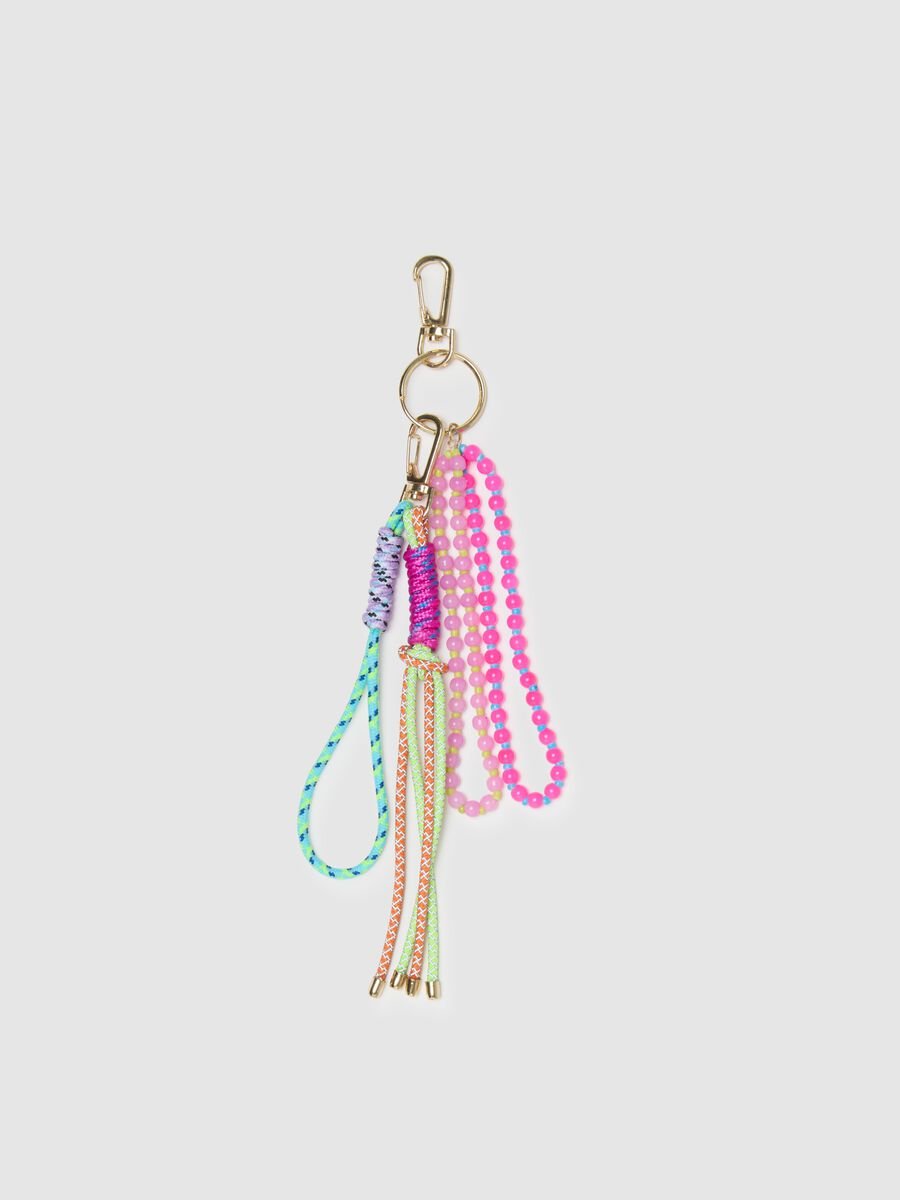 Multicolour mixed keychain with beads and cords_0