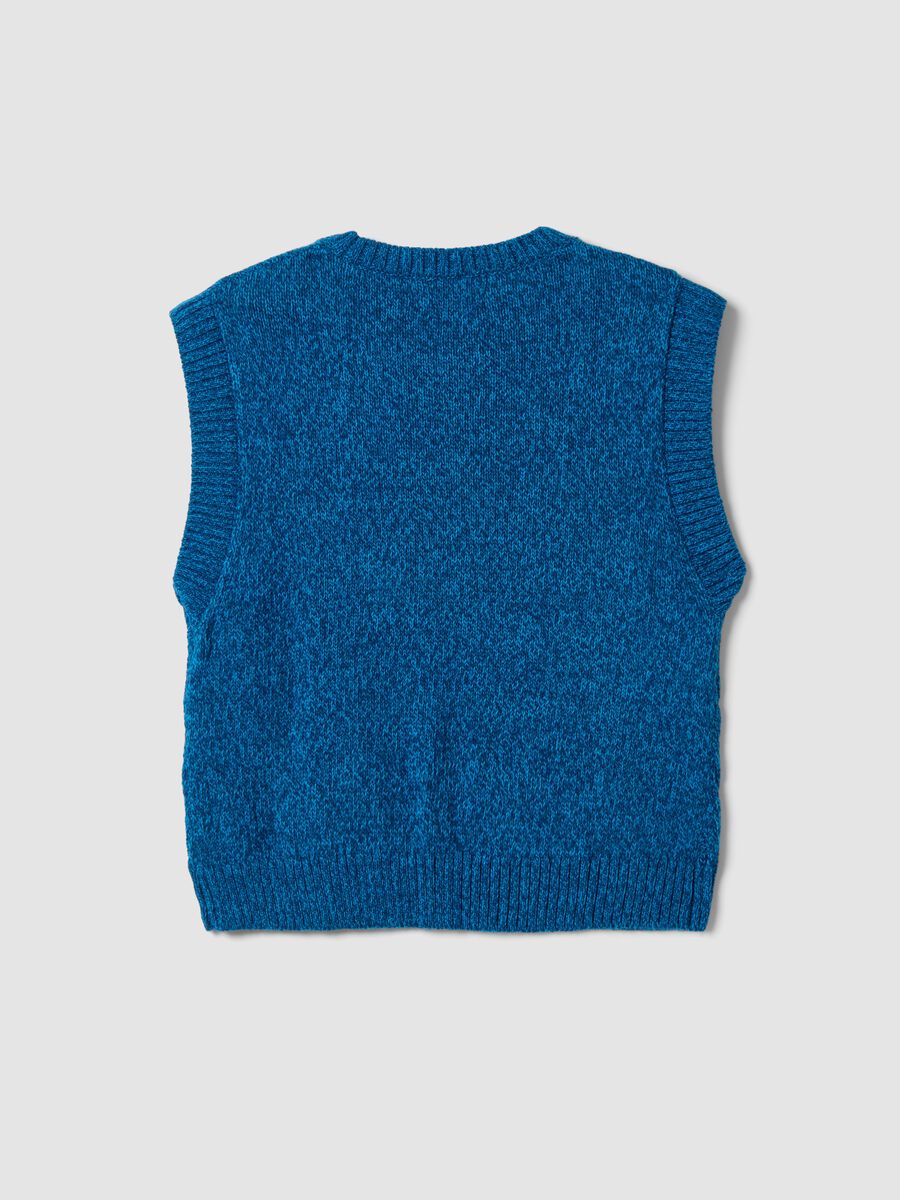 Blue wool-blend crew-neck vest with oversized fit_6