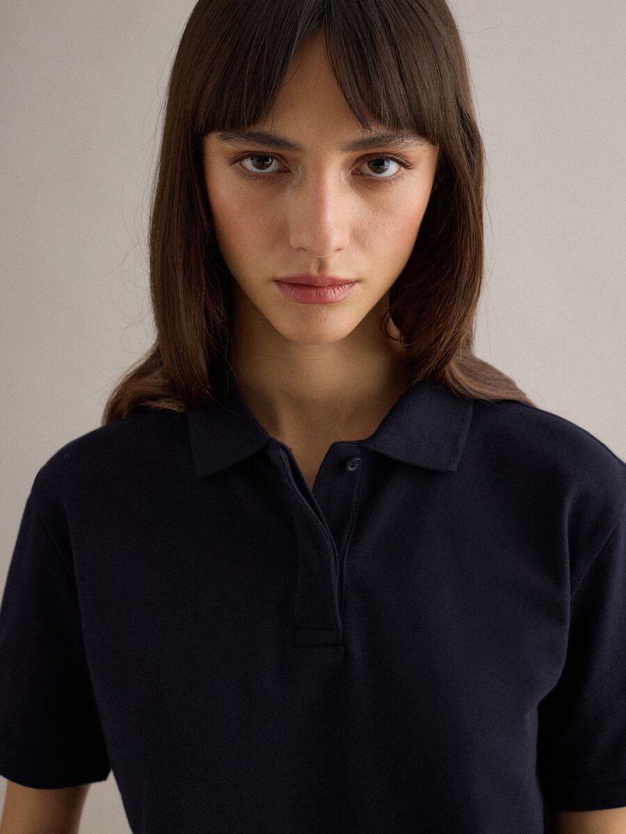 Polo blu in puro cotone regular fit_0