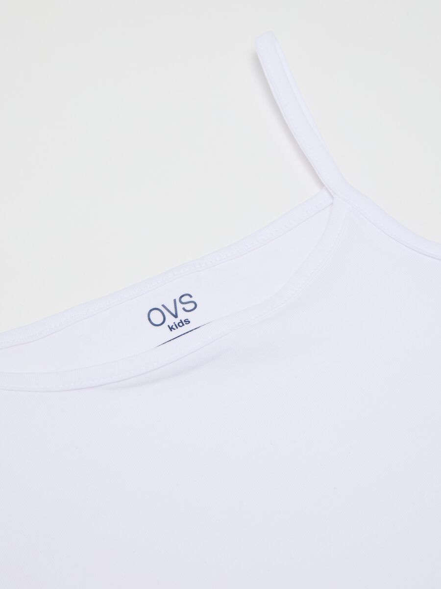 Regular fit white cotton girls' vest set_2