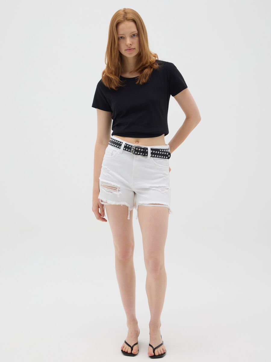 Women's pure cotton black regular fit t-shirt_1