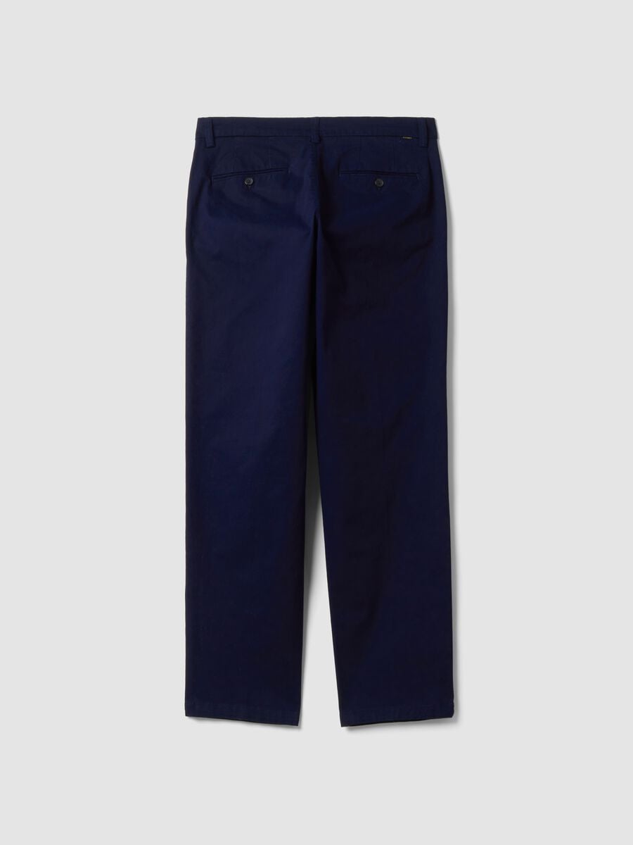 Pantaloni chino blu in twill di cotone elasticizzato regular fit_6