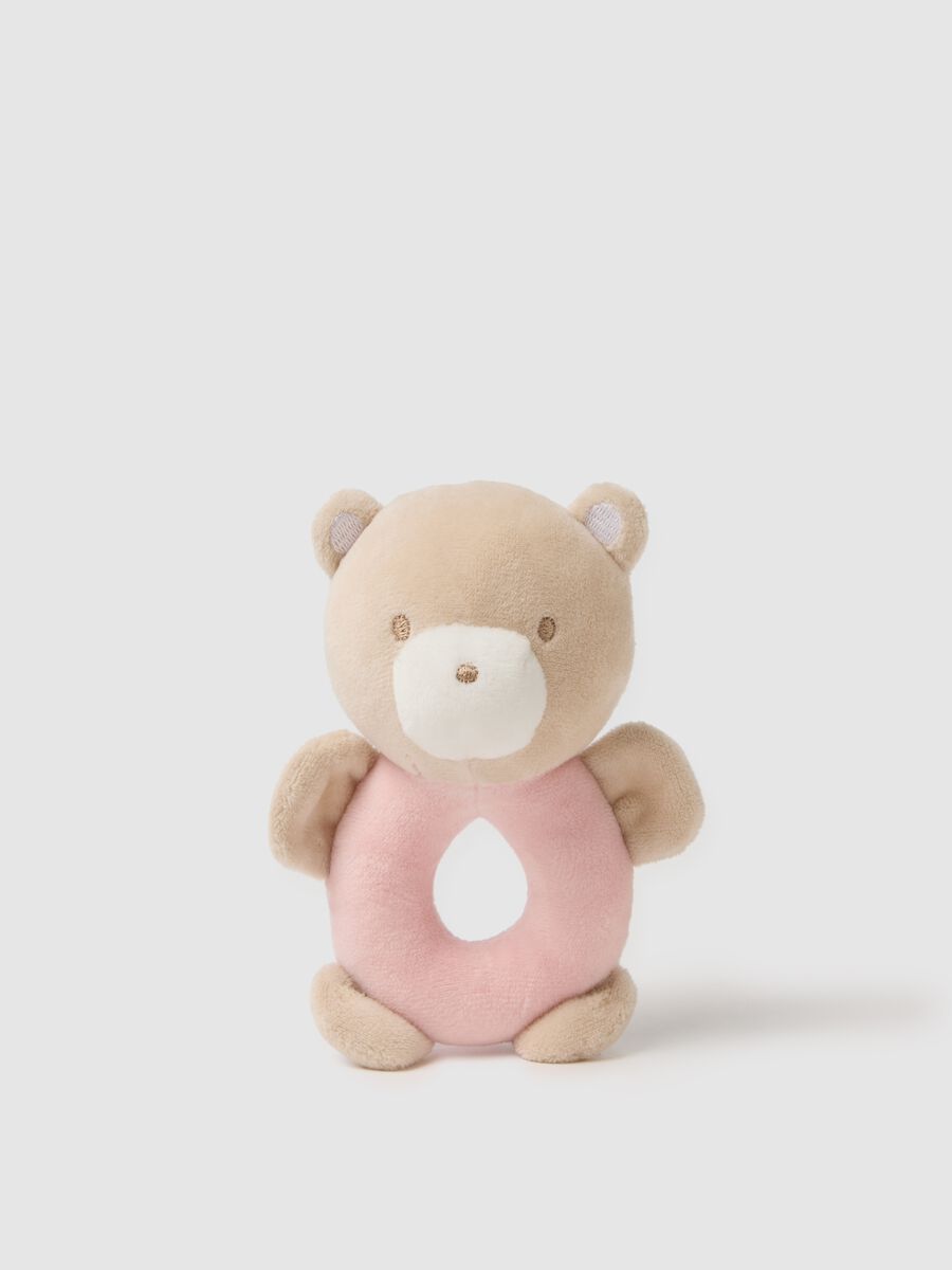 Pink baby rattle in velour_0