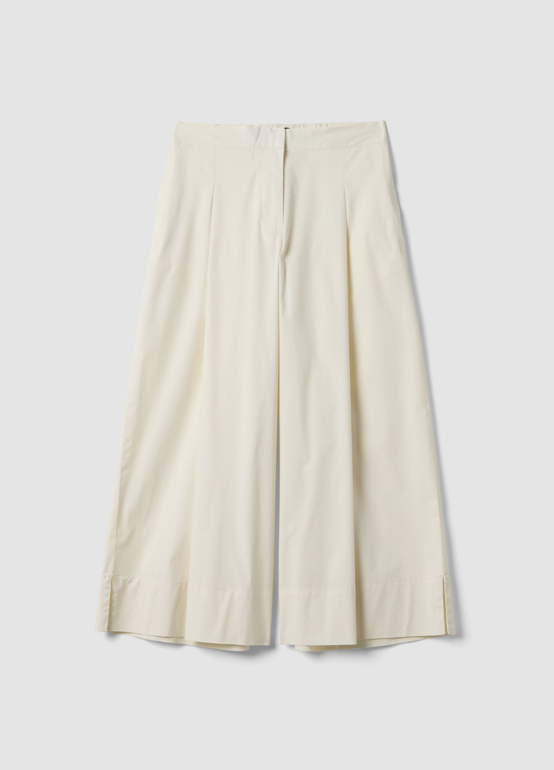Pantaloni palazzo beige in cotone elasticizzato