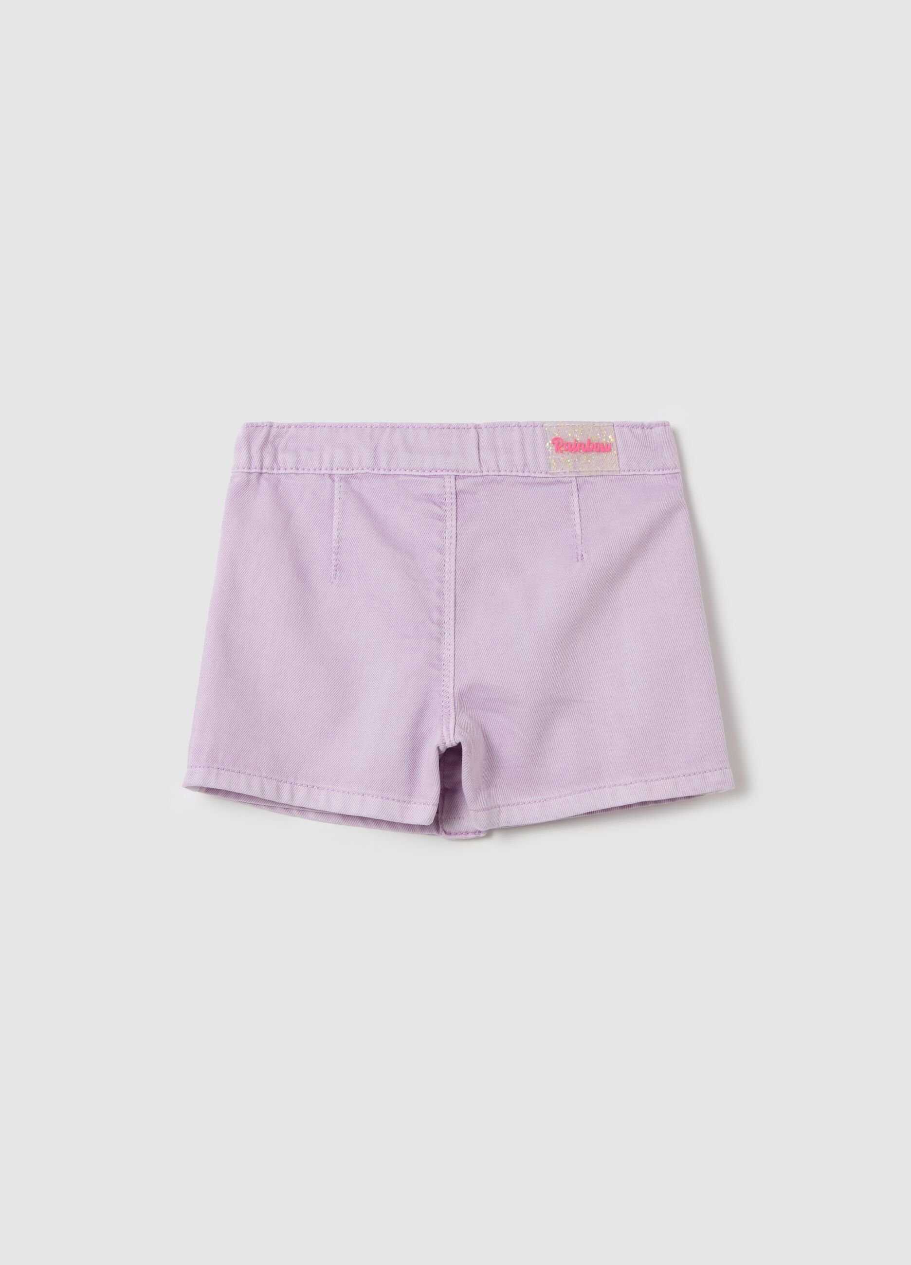 Denim skort with pockets