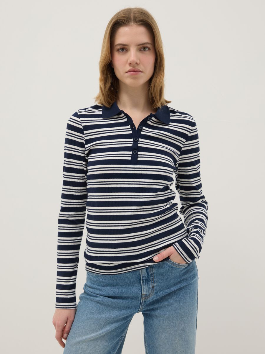 Multicolour Striped Stretch Cotton Polo Regular Fit_0