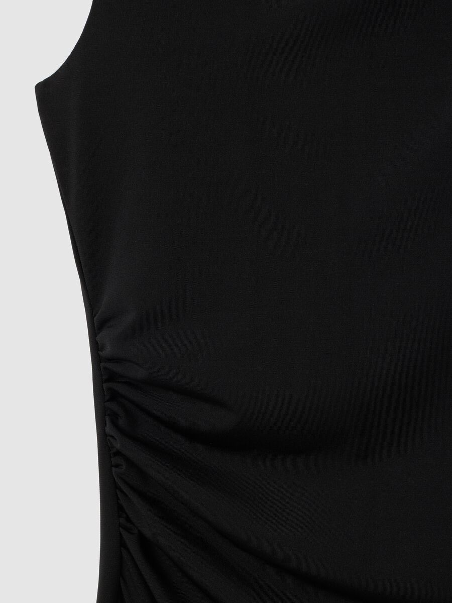 Women's Long Dress in Stretch Black Fabric_1