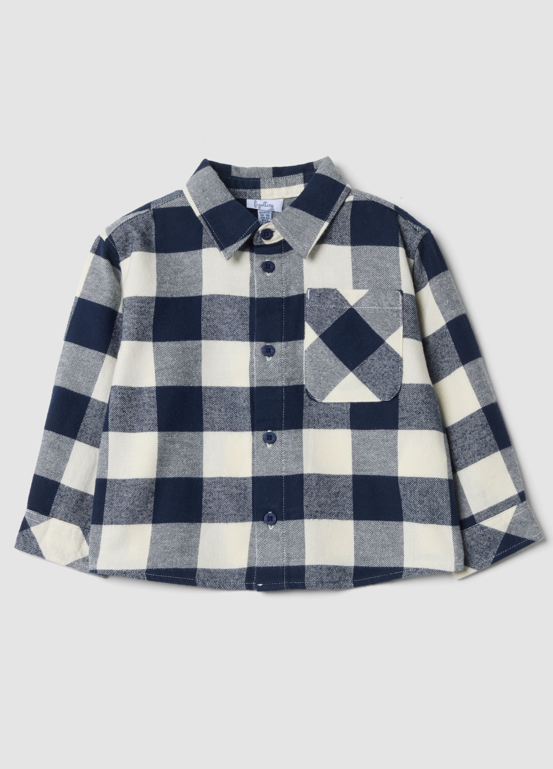 Blue and white checked pure cotton oversized shirt