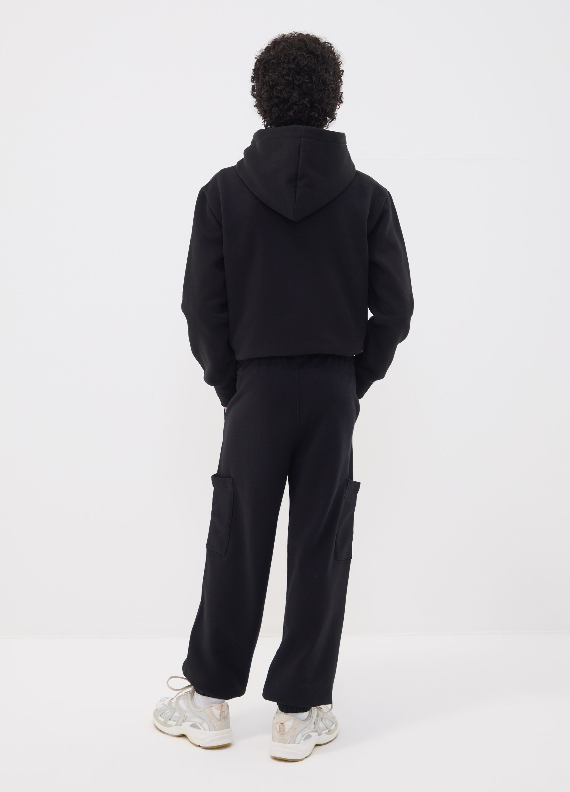 Black pure cotton relaxed cargo joggers for boys