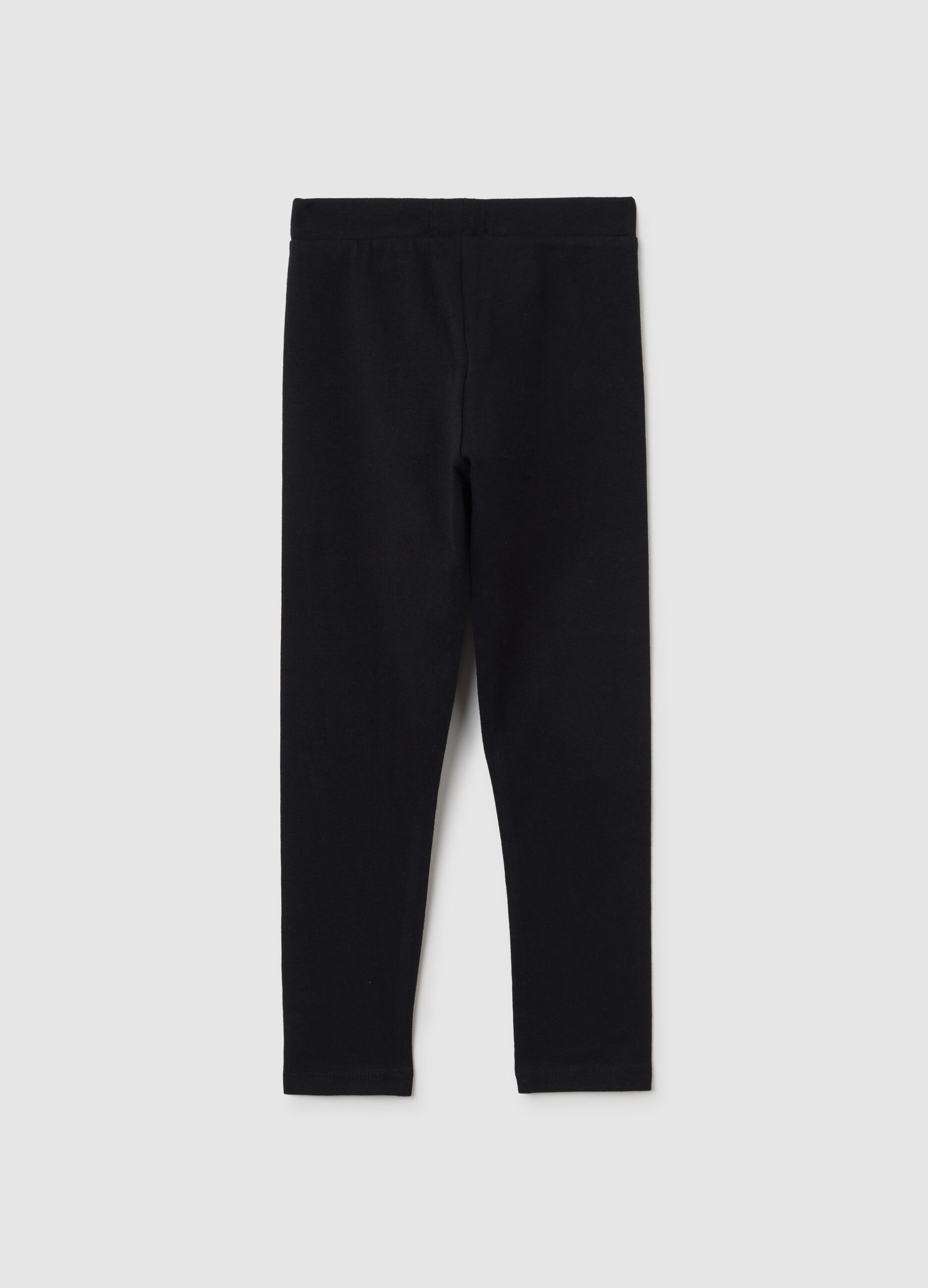 Leggings da bambina in cotone elasticizzato nero
