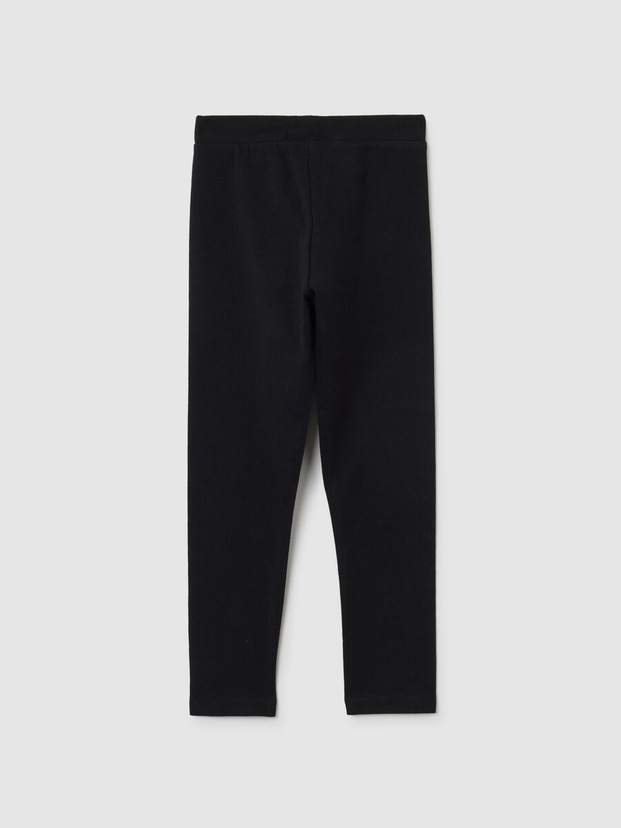 Leggings da bambina in cotone elasticizzato nero_1